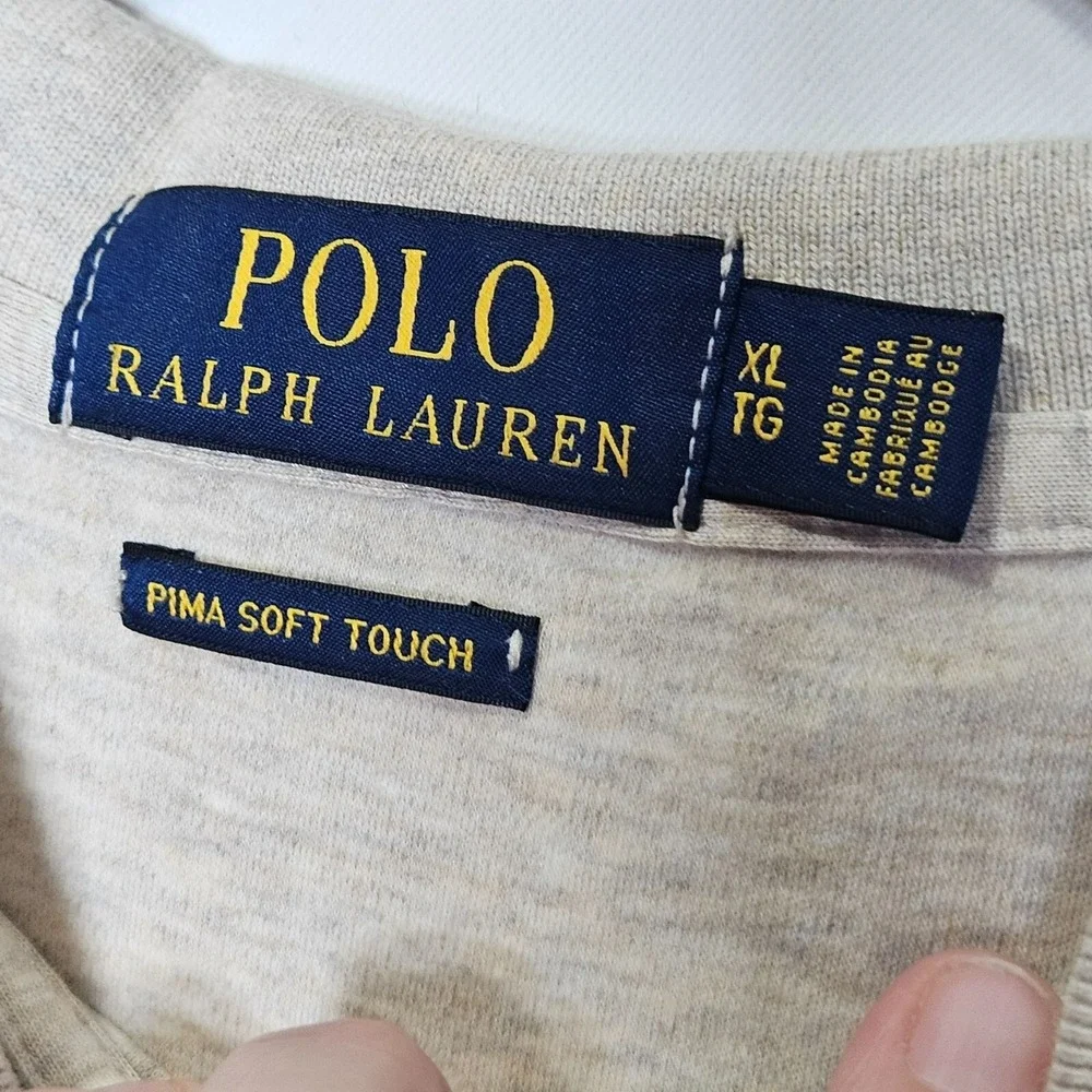 Polo Ralph Lauren Beige Pima Soft Touch Polo Shirt XL 100% Cotton‎